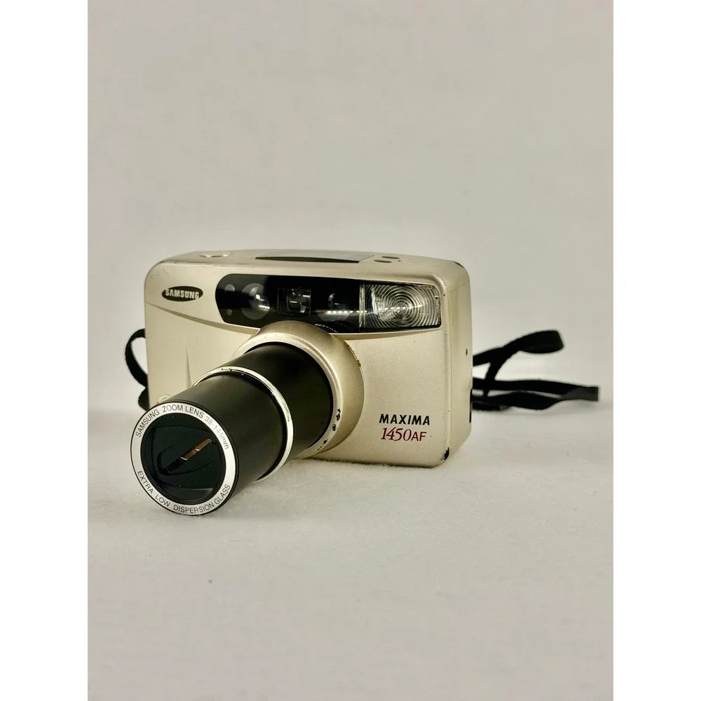 Samsung Maxima 1450AF 35mm Film Camera 38-145mm Zoom Champagne Gold AS-IS‎ READ